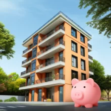 귀여운-3D-아파트-건물-모형과-저금통이-함께-있는-이미지.-김해-제일풍경채-민간임대-아파트-계약-시-내-집-마련의-꿈을-안전하게-지키는-방법을-상징합니다.