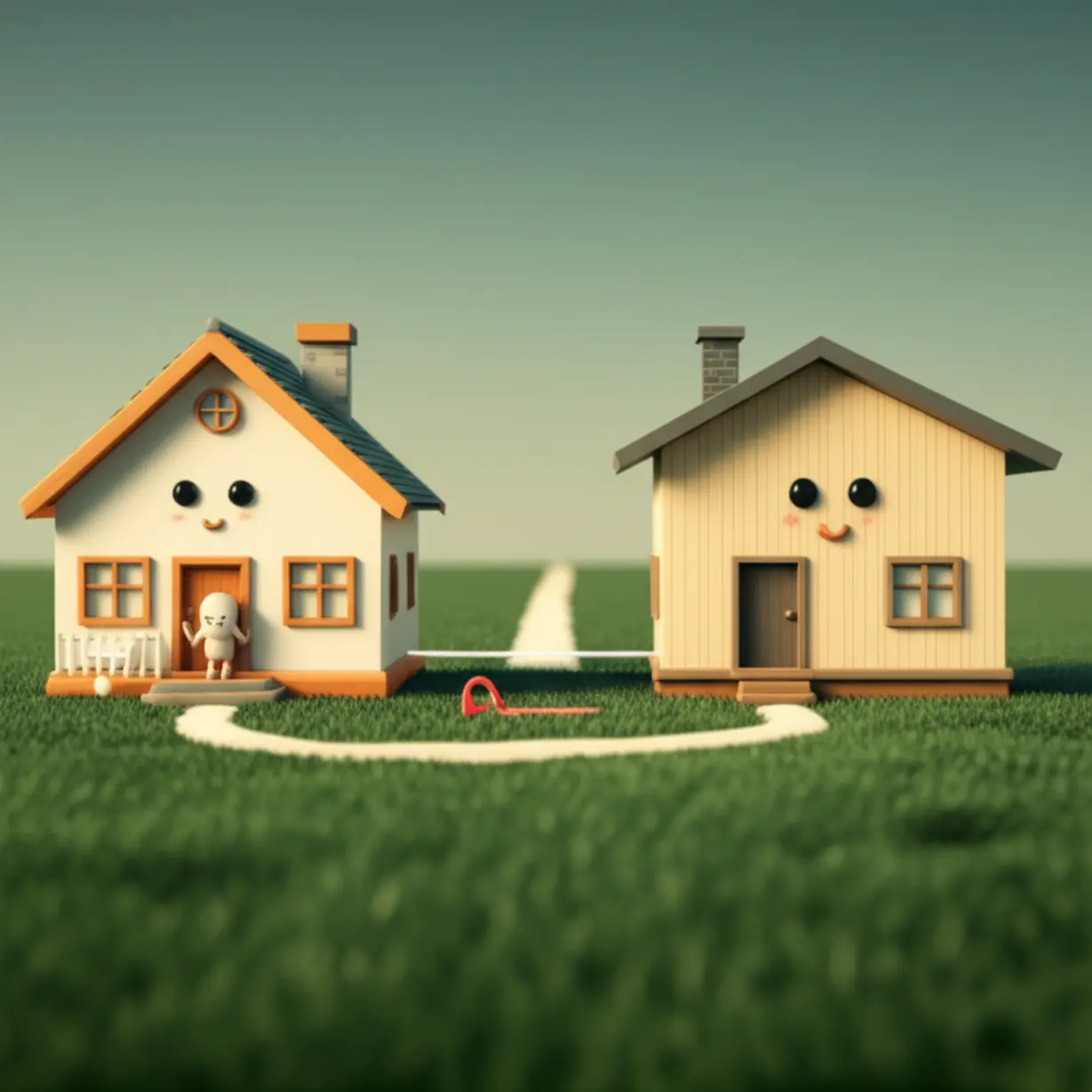 1주택자의-갈아타기-고민을-표현한-귀여운-3D-이미지.-아늑한-집이-한쪽에-있고,-더-나은-집이-다른-쪽에-있지만,-높은-가격표-장벽-때문에-나아가기-어려운-상황을-보여줍니다.