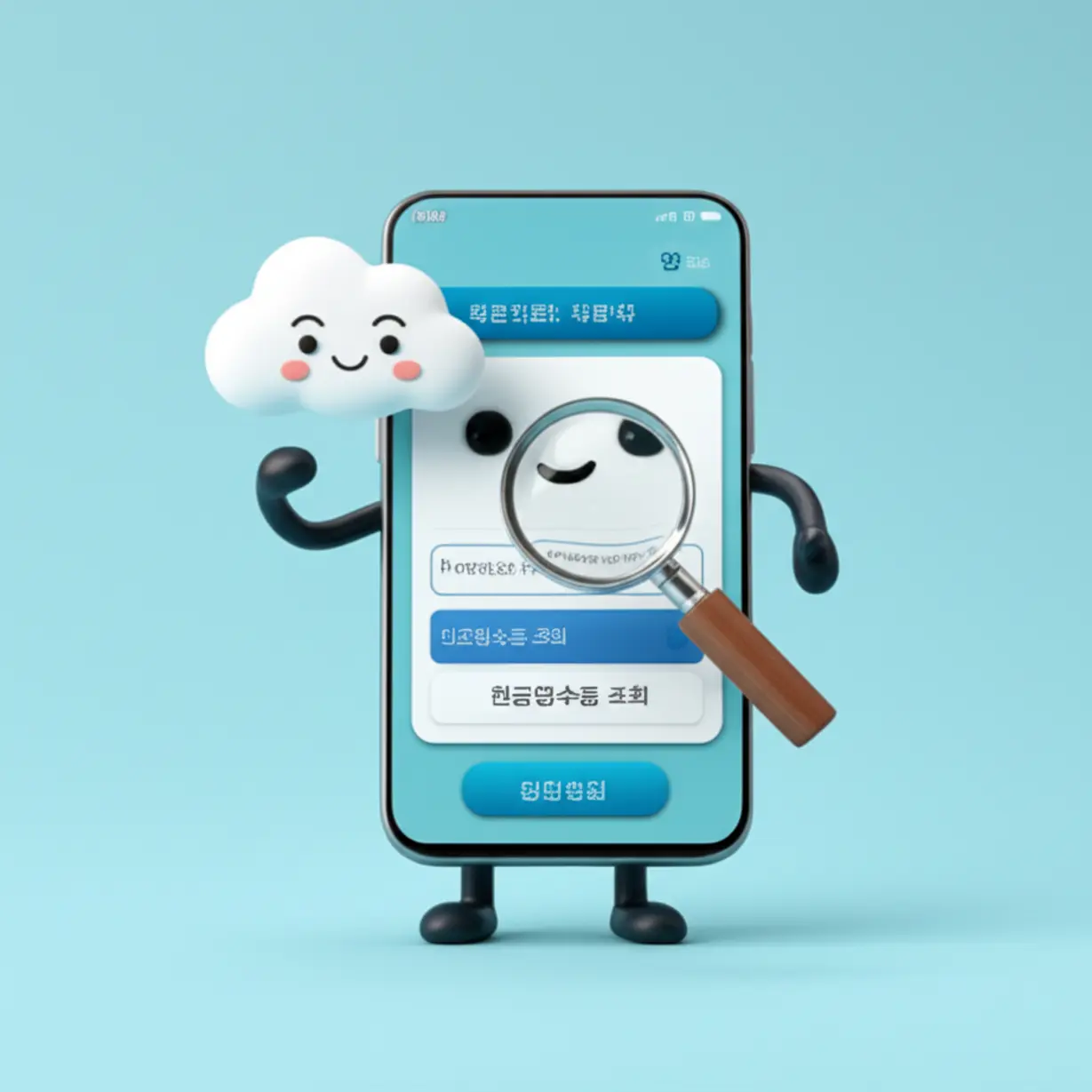 홈택스-앱에서-현금영수증-조회를-하는-스마트폰과-친근한-구름-아이콘,-쉽고-간편한-조회-방법을-알려주는-3D-이미지