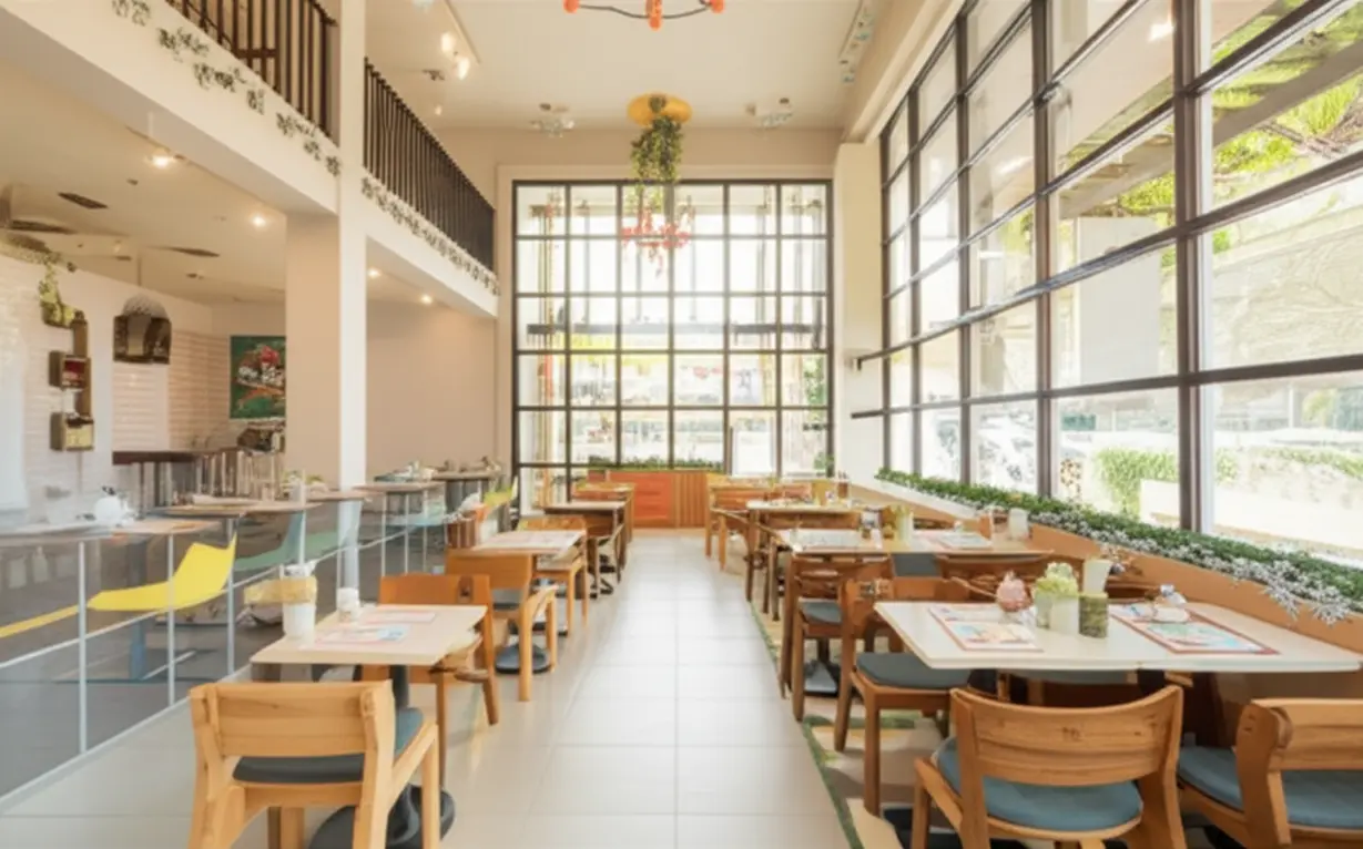 큰-창문으로-햇살이-가득-들어오는-넓고-깨끗한-서울형-키즈카페-내부,-아이들이-안전하게-노는-모습을-한눈에-볼-수-있는-개방형-구조