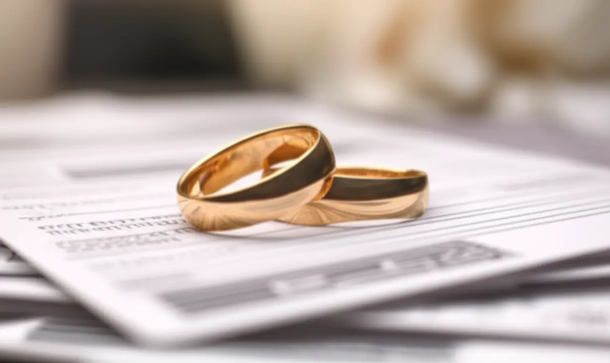 배우자-간-증여세-면제-한도-6억을-상징하는-결혼반지와-서류-더미-이미지