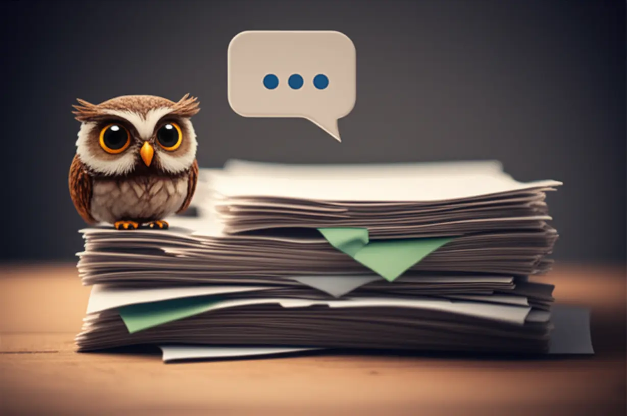 가지런히-쌓인-서류-뭉치와-말풍선-아이콘,-이의신청-서류-준비와-절차를-안내하는-귀여운-3D-이미지