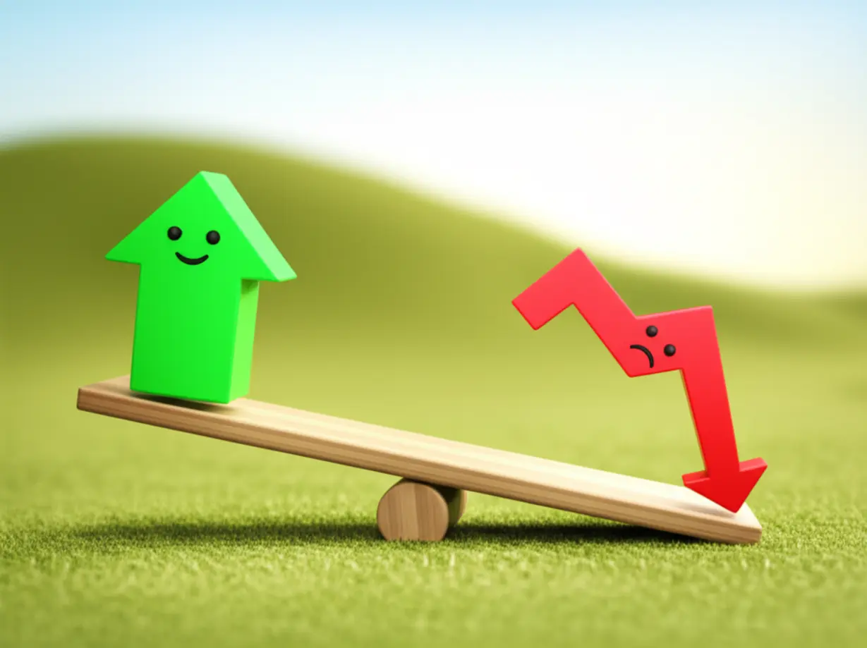 주가-상승-기대와-기업-재무-상태의-고민을-표현한-귀여운-3D-시소-이미지입니다.-금호에이치티-주가-전망과-리스크를-균형-있게-보여줍니다.