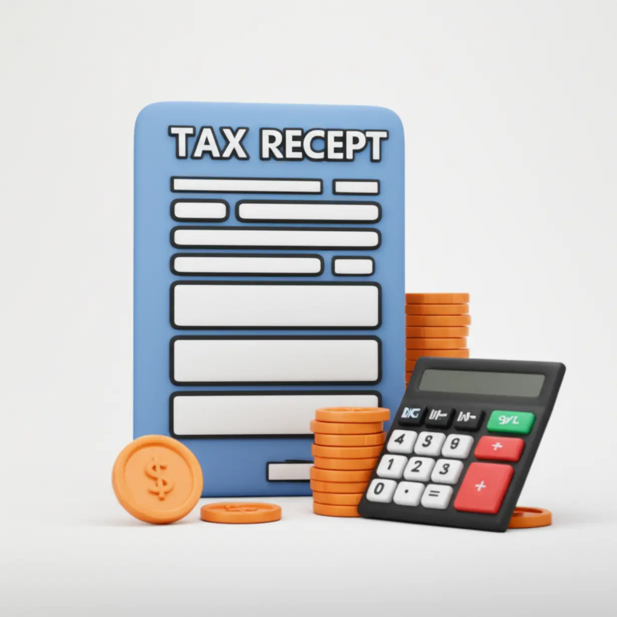 세금-고지서와-동전,-계산기-그림으로,-부동산-취득세-납부-과정을-설명합니다.