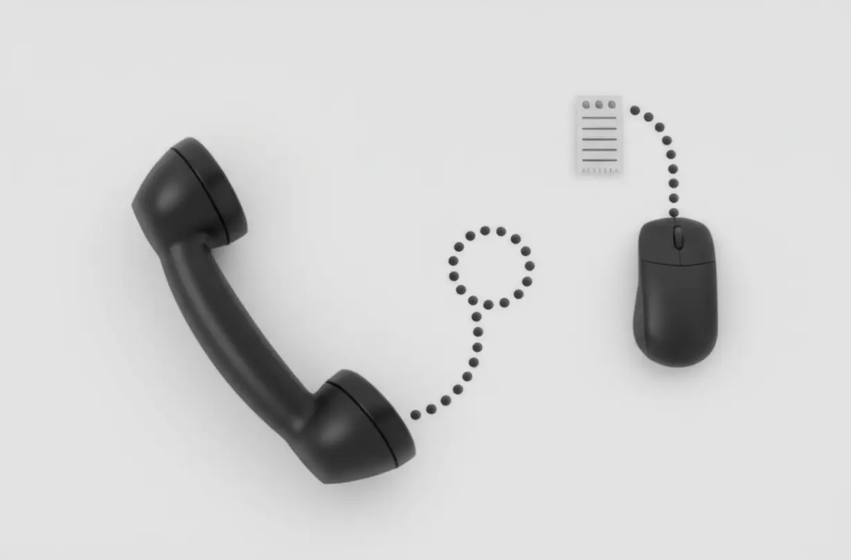 온라인과-전화로-현금영수증을-간편하게-신청하는-과정을-상징하는-전화기와-컴퓨터-마우스,-쉬운-신청-방법을-보여주는-3D-이미지