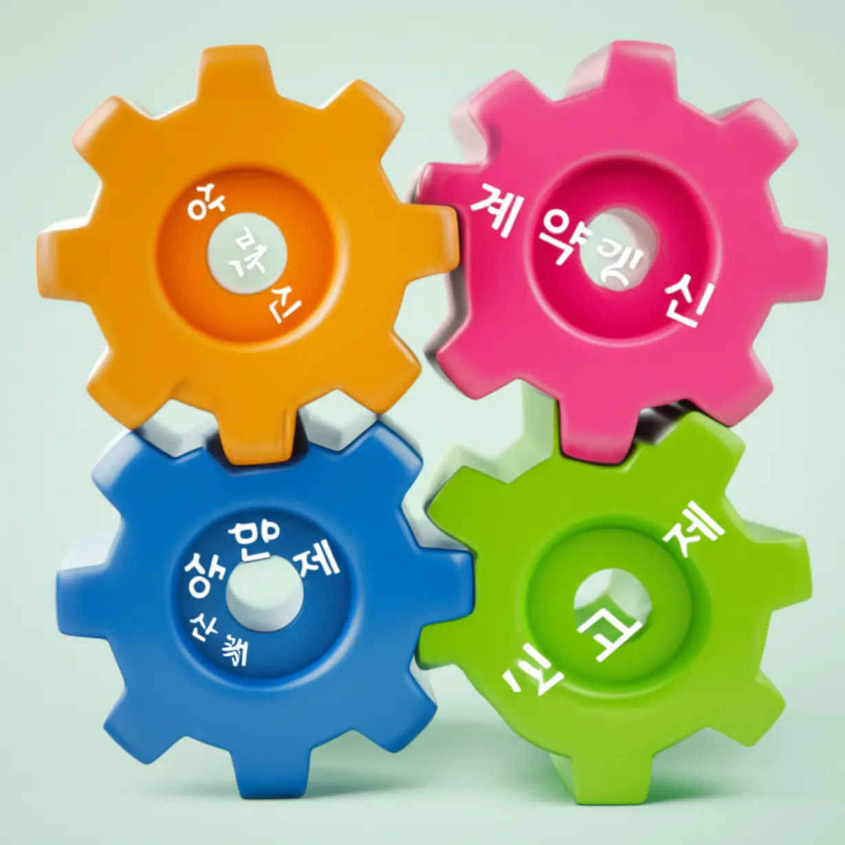 계약갱신청구권,-전월세-상한제,-전월세-신고제를-상징하는-세-개의-귀여운-톱니바퀴가-맞물려-돌아가는-3D-일러스트-이미지입니다.-임대차3법의-핵심-내용을-시각적으로-표현합니다.