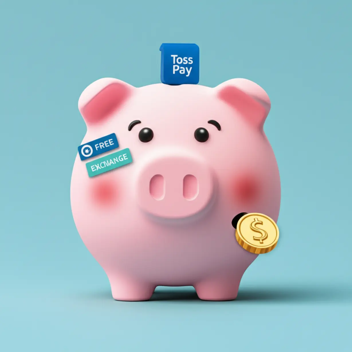 토스페이-로고와-함께-돼지-저금통,-송금-아이콘을-보여주는-금융-서비스-3D-이미지입니다.-편리한-금융-기능을-상징합니다.