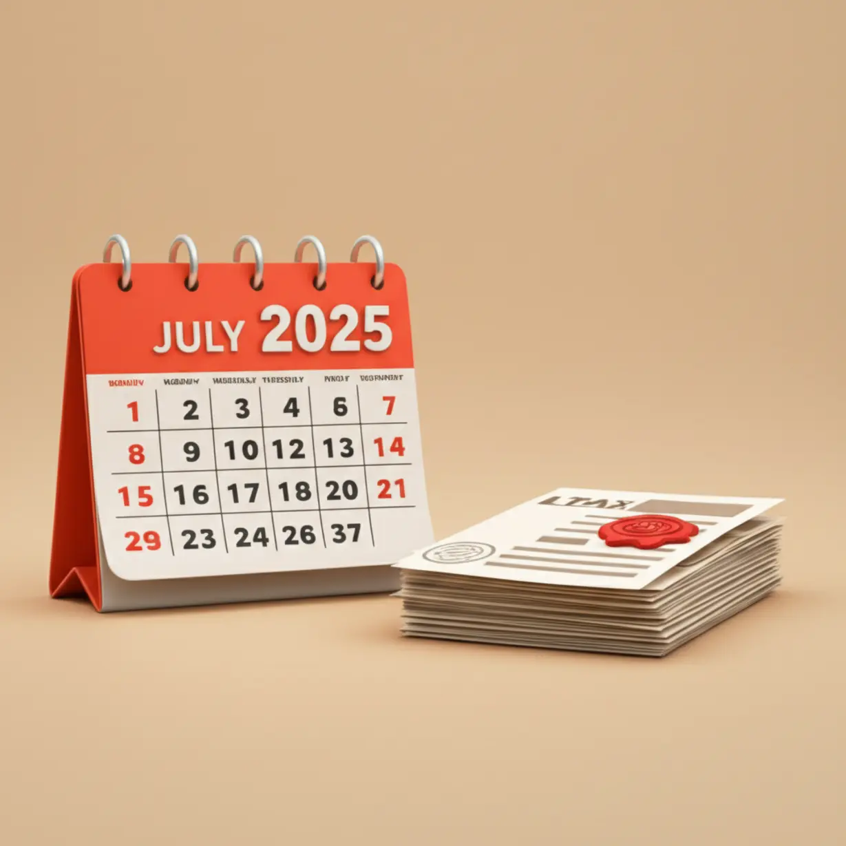 2025년-7월부터-의무화되는-집주인-세금-체납-확인을-상징하는-달력과-완납-증명서-3D-이미지입니다.-안전한-전세-계약을-위한-중요한-임대인-정보-확인-절차를-나타냅니다.