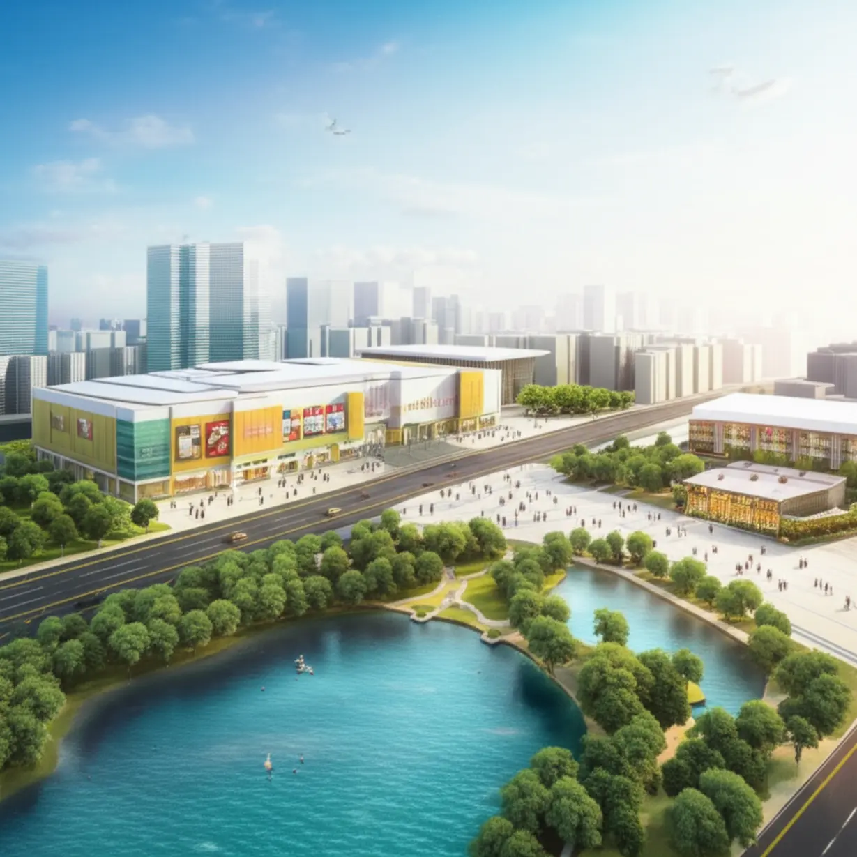 광교-상가-주변의-갤러리아-백화점,-롯데-아울렛,-호수공원,-경기-도서관-등-풍부한-생활-편의시설을-담은-3D-이미지.-힐스에비뉴-광교중앙역-퍼스트의-미래-가치-상승-요인과-지역-활성화를-나타냅니다.