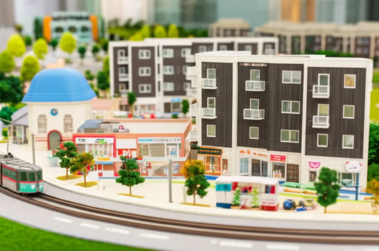 도안-푸르지오-디아델-주변의-생활-인프라-모형.-편리한-상업-시설,-교통,-교육-환경이-어우러진-이미지.