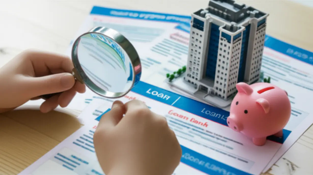 오피스텔-담보대출을-위한-현명한-전략-수립-과정을-보여주는-귀여운-3D-이미지.-여러-금융-상품을-비교하고-신중하게-결정하는-모습을-담고-있습니다.
