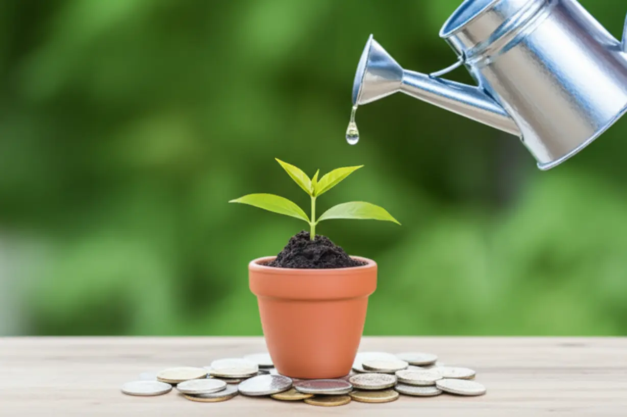 현명하고-장기적인-주식-투자를-위한-3D-이미지.-꾸준한-성장과-분산-투자를-나타냅니다.