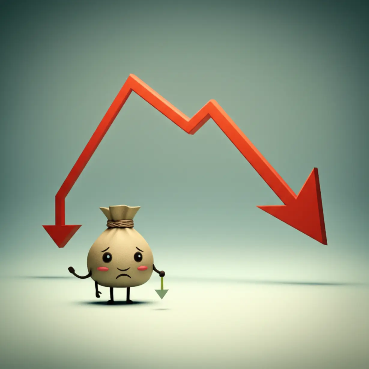 합병-후-주가-하락에-대한-투자자들의-우려를-나타내는-귀여운-3D-하락-주가-그래프와-걱정하는-돈주머니-캐릭터입니다.-합병-비율-산정-방식과-주식-시장의-반응을-설명합니다.