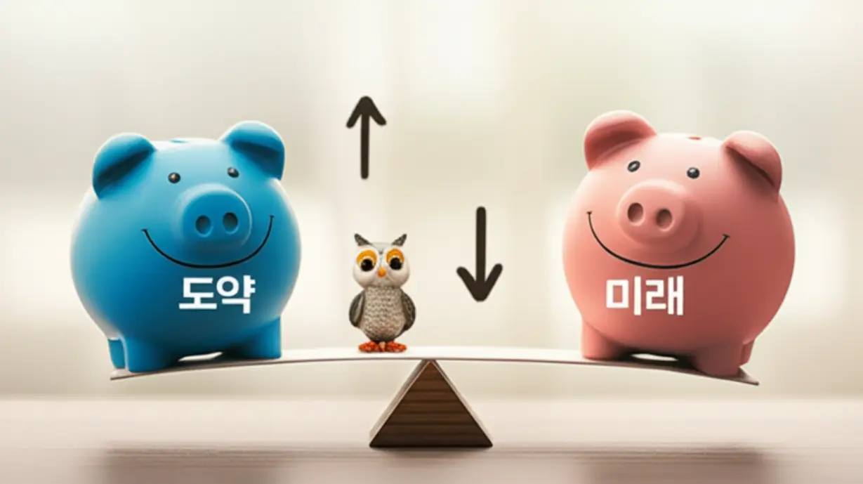 청년도약계좌와-청년미래적금을-비교하는-두-개의-귀여운-저금통,-현명한-재테크-선택을-돕는-이미지입니다.