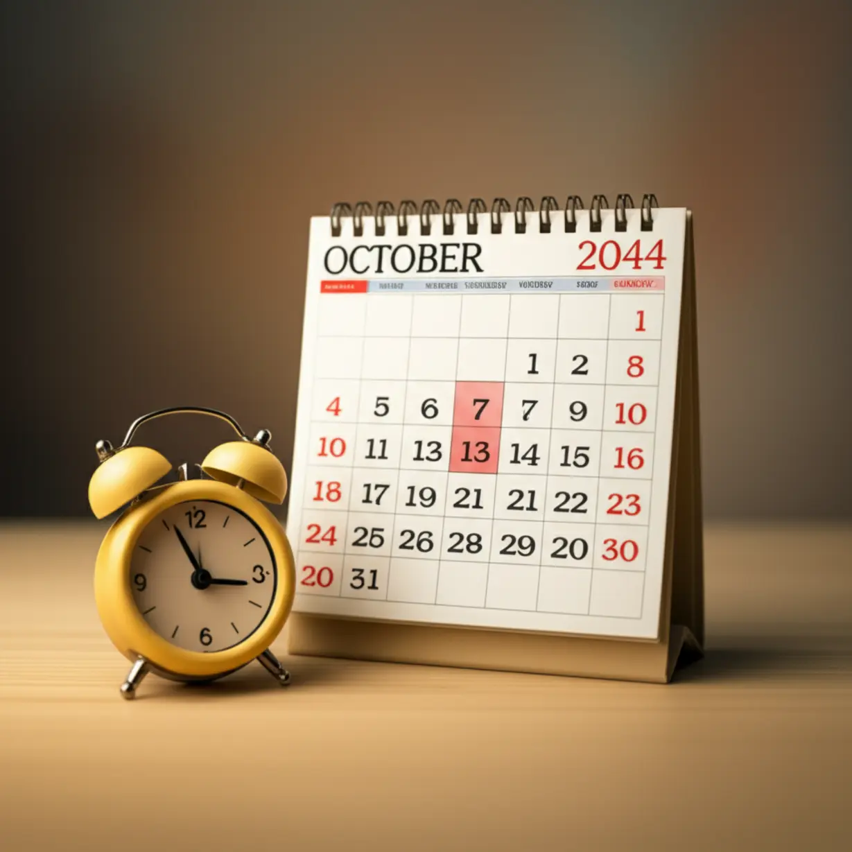 2044년-10월-황금연휴가-표시된-달력과-귀여운-알람-시계-3D-이미지,-직장인들의-설레는-기다림을-표현합니다.