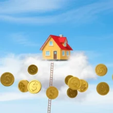 2030-청년-무주택-신혼부부의-내집마련-꿈을-상징하는,-구름-위에-떠-있는-아담한-집-모형과-돈,-희망을-나타내는-이미지.