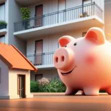 밝고-아늑한-공공임대-아파트-건물-앞에-놓인-귀여운-저금통과-작은-집-모형.-내집마련의-꿈과-주거안정을-상징하는-포근한-이미지입니다.