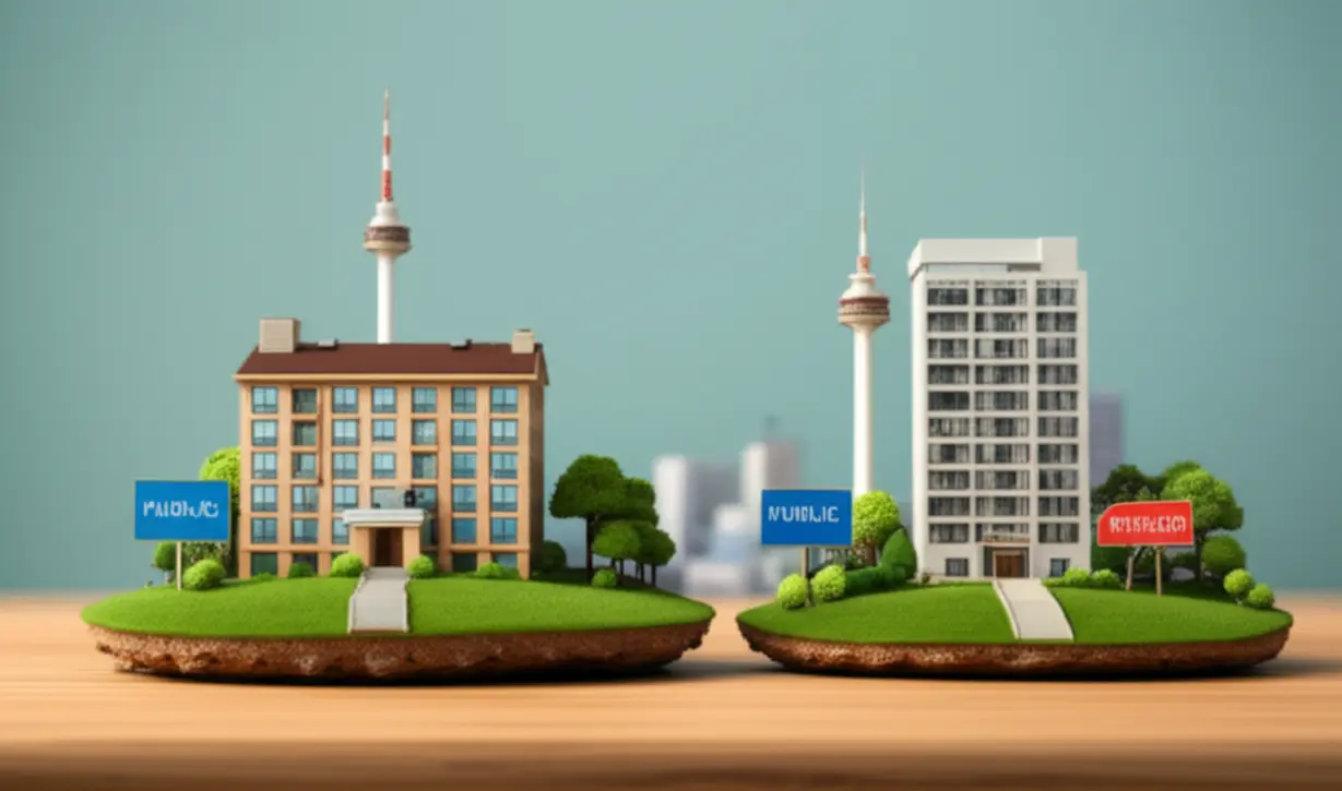 푸른-공공택지와-도심의-민간택지에-각각-다른-디자인의-아파트가-들어선-모습.-분양가상한제가-적용되는-아파트-종류와-지역을-쉽게-보여줍니다.