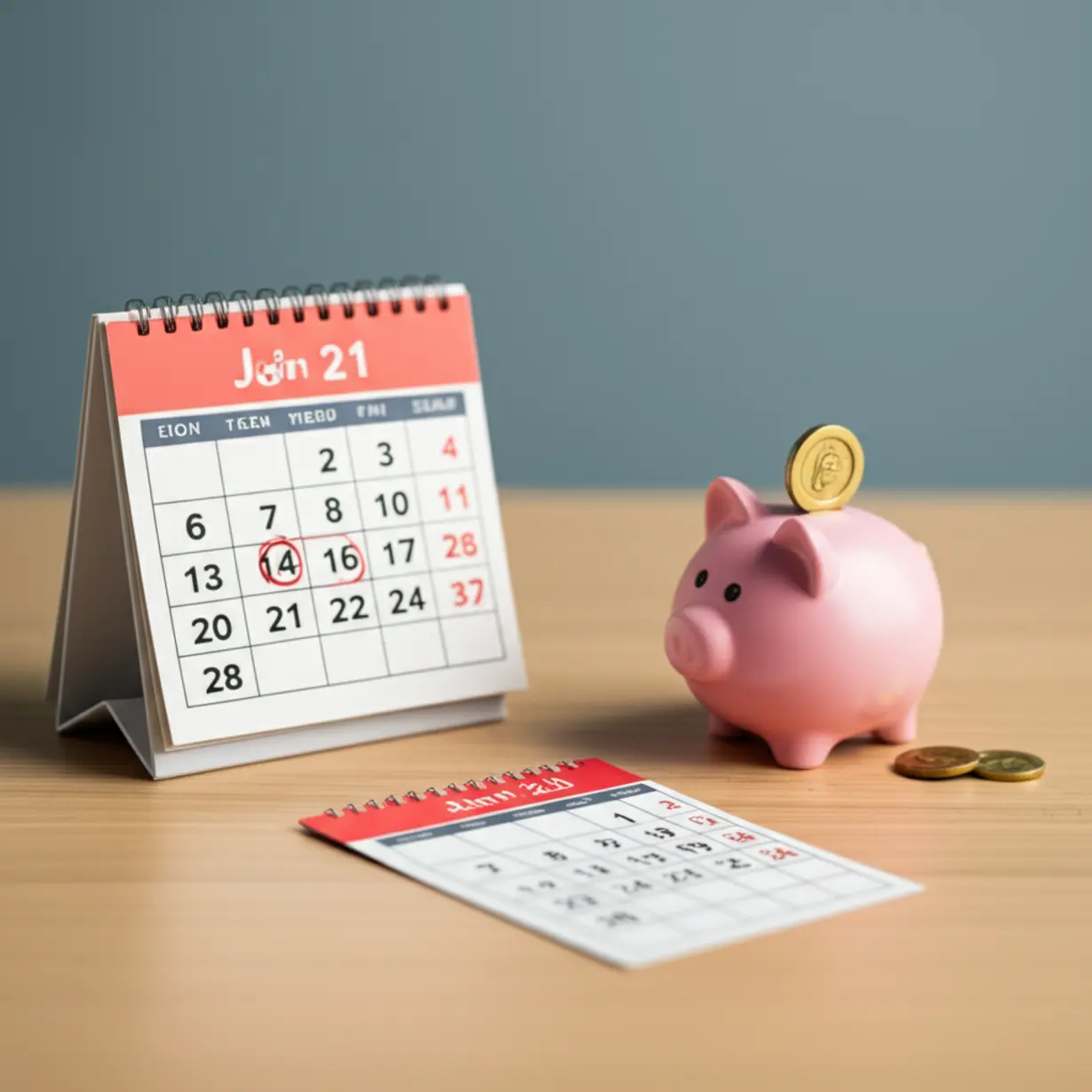 공모주-투자를-위한-준비물을-상징하는-귀여운-달력,-저금통,-체크리스트가-놓인-책상-모습.-현명한-투자-계획을-나타내는-3D-이미지입니다.