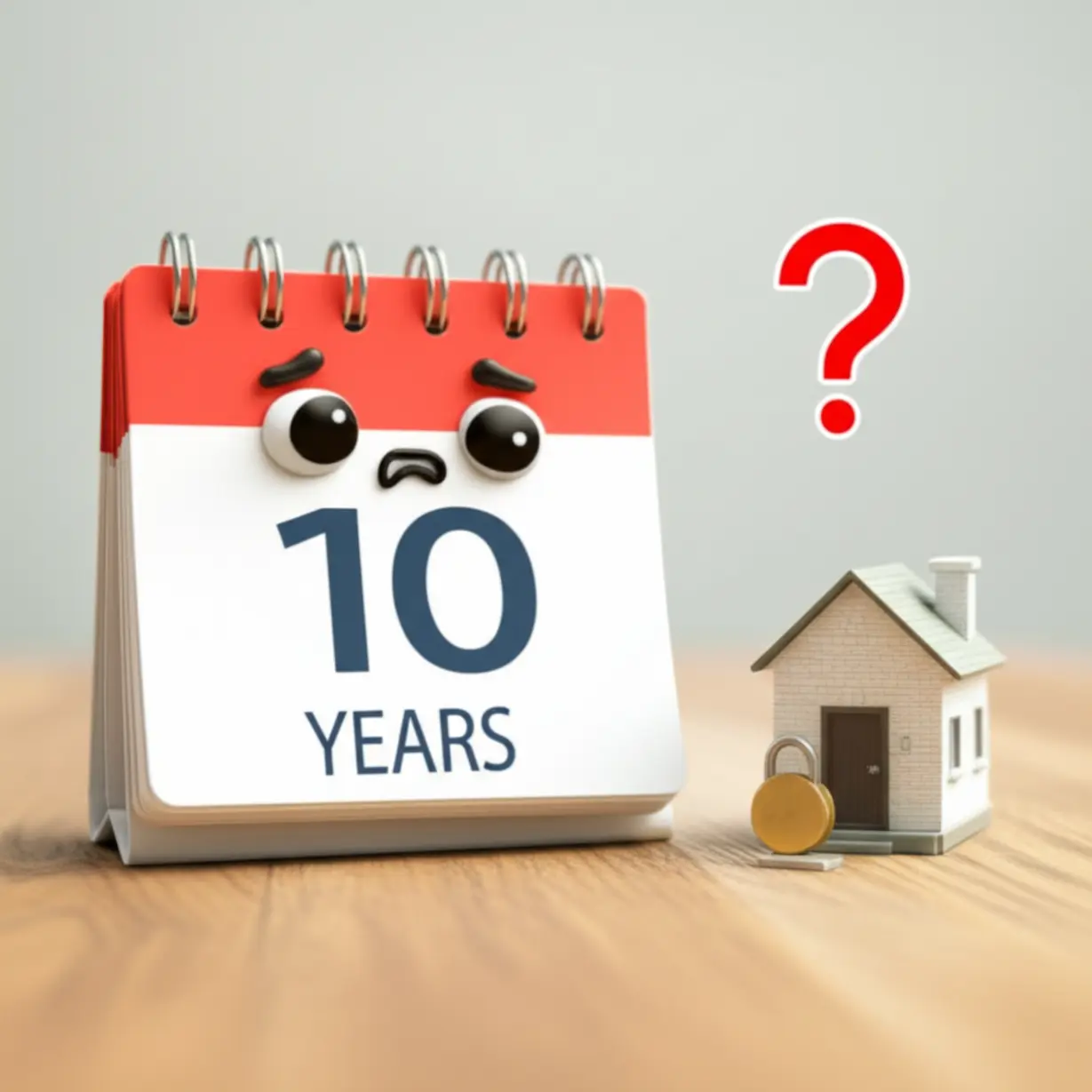 민간임대-아파트-10년-거주-기간이-장점인지-단점인지-고민하는-모습을-나타내는-귀여운-3D-달력과-집-그림.-주거-안정성에-대한-깊은-생각을-유도합니다.