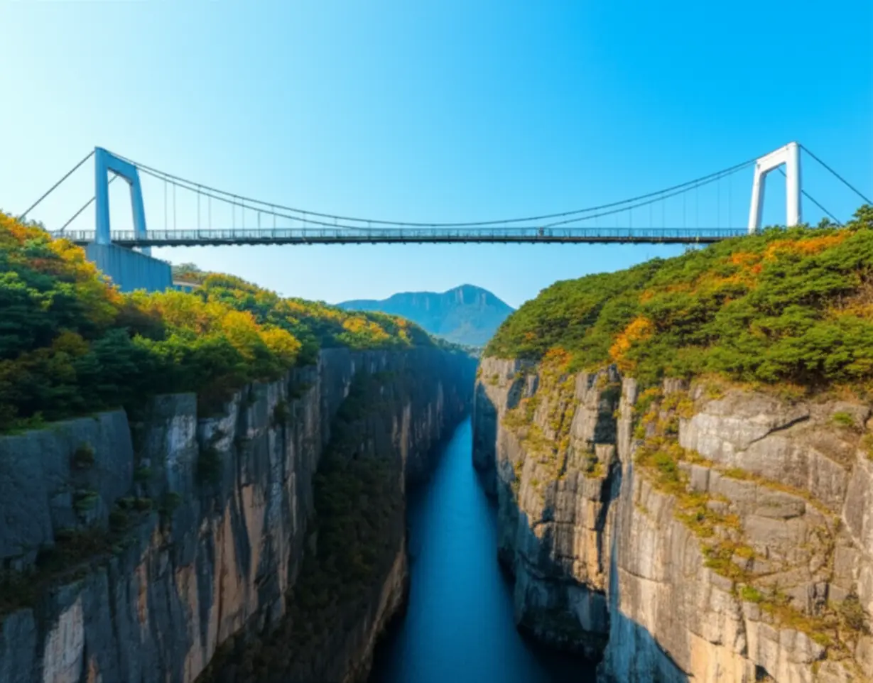 포천-한탄강-출렁다리-위에서-바라본-웅장한-계곡과-유네스코-지질공원의-아름다운-자연-경관