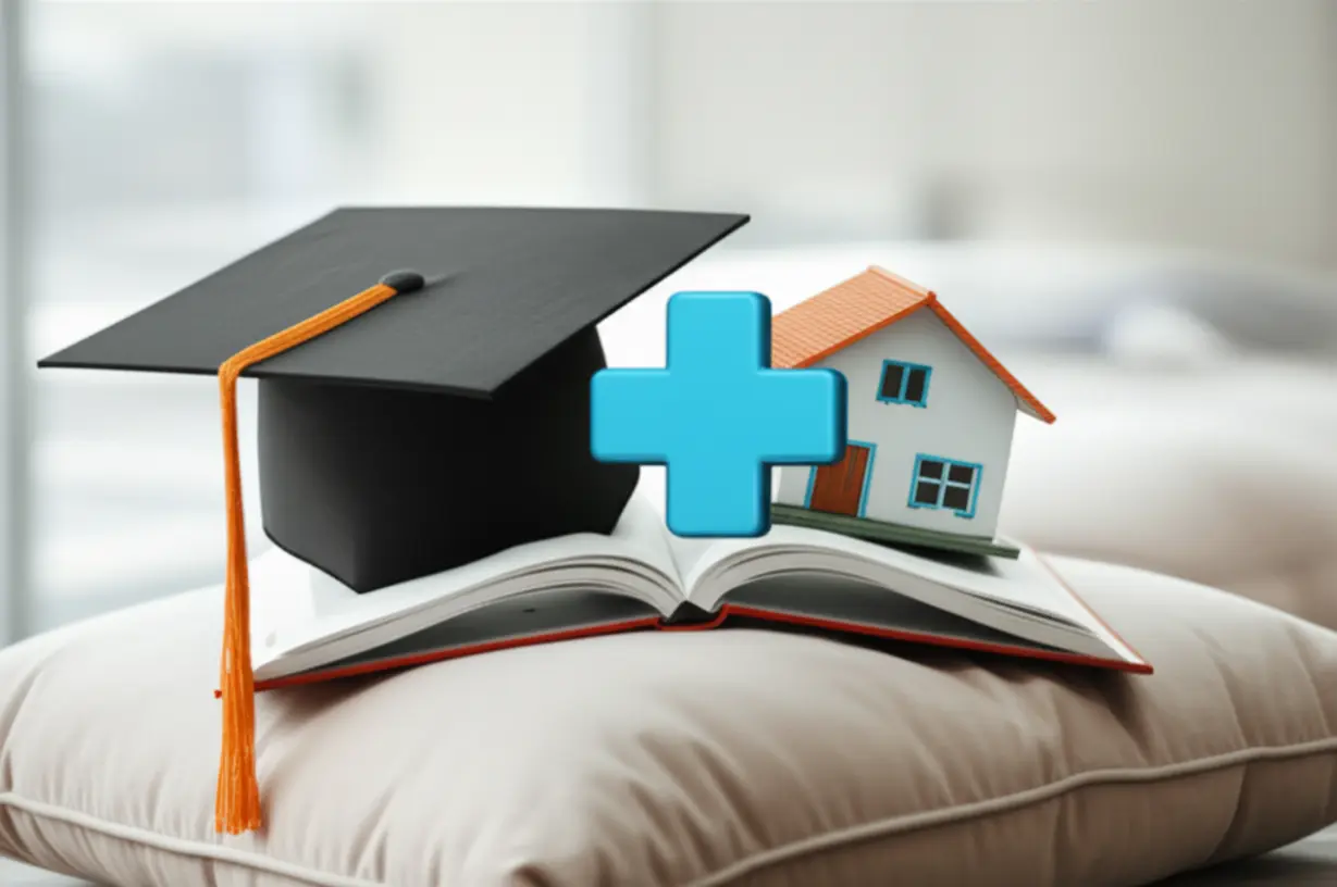 한부모가정-교육,-주거,-의료-지원을-표현하는-3D-책,-집,-의료-상징-이미지입니다.-생활-전반에-걸친-다각적-지원을-나타냅니다.