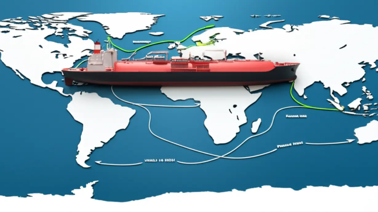 알래스카-LNG선이-북극항로를-통해-유럽으로-향하는-모습,-에너지-수송의-효율성과-상업적-중요성을-보여줍니다.