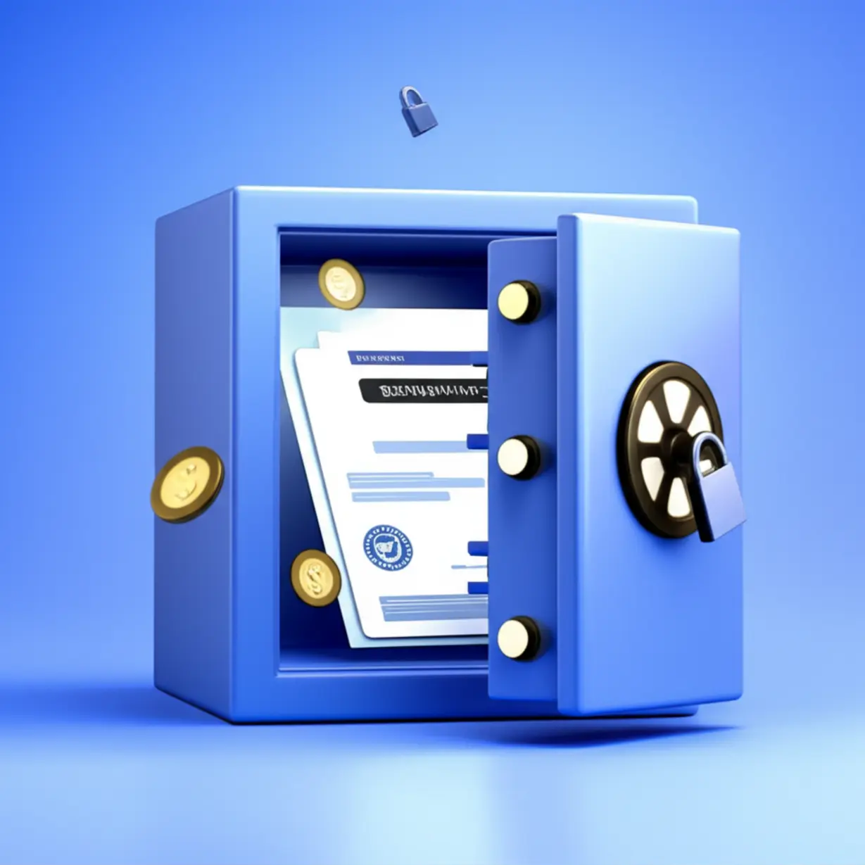 본인서명확인서가-금고-안에-안전하게-보관되어-있는-3D-이미지로,-자산-보호와-서류의-중요성,-안전한-활용을-시각적으로-강조합니다.