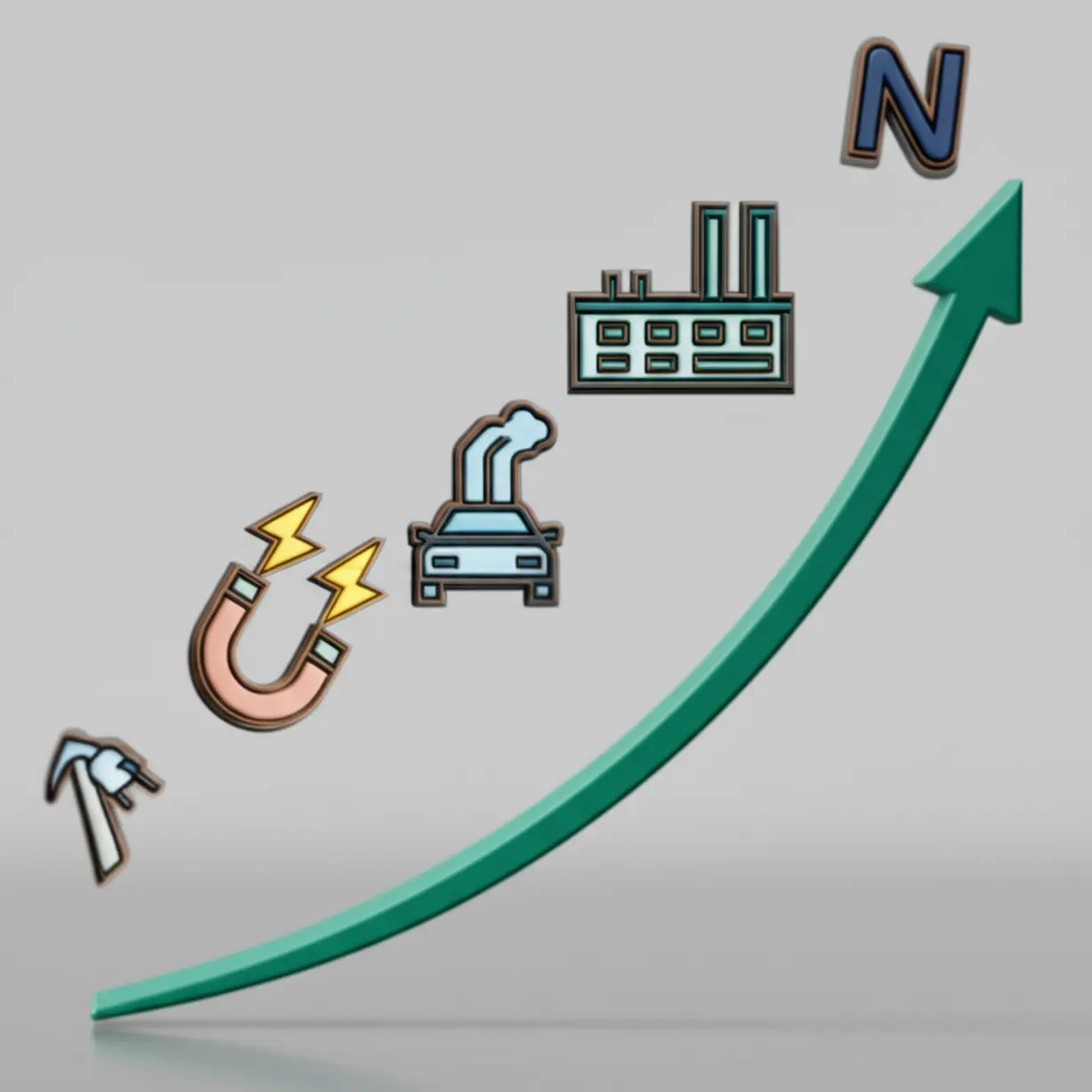 상승하는-주식-그래프-위에-유니온,-노바텍-등-희토류-관련주를-상징하는-귀여운-3D-아이콘들이-놓여-있는-모습.-희토류-대장주-TOP5-기업들을-보여줍니다.