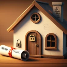 귀여운-작은-집-옆에-놓인-계약서-두루마리입니다.-월세-및-전세-임차인의-계약갱신청구권-행사와-관련-의무를-상징하며,-소중한-내-집을-안전하게-지키는-주택-부동산-정보를-나타냅니다.