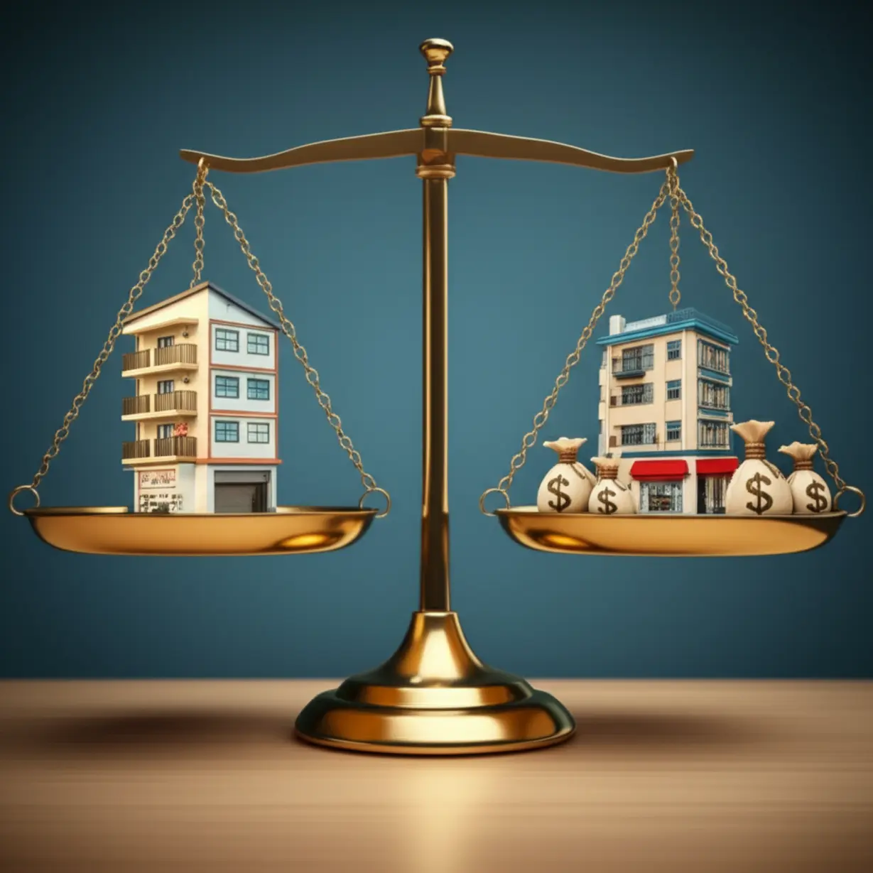 은마아파트와-상가주택의-12년-투자-수익률을-비교하는-귀여운-3D-저울-모형.-시세차익과-월세-수익의-차이를-직관적으로-보여주는-이미지.