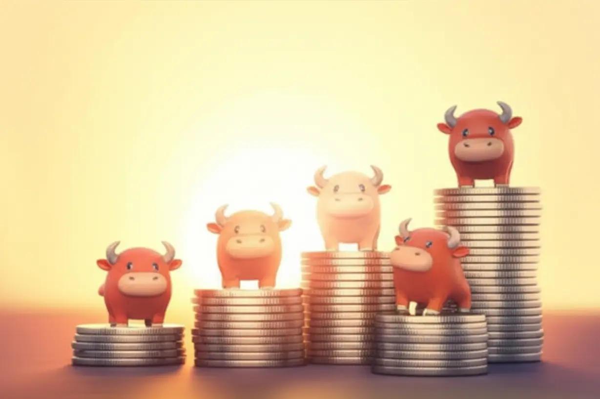 50대-60대가-선호하는-국내-주식-종목들을-상징하는-5마리의-3D-한국형-증시-황소-캐릭터-이미지.-안정적인-국내-주식-투자와-분산투자의-중요성을-나타냅니다.