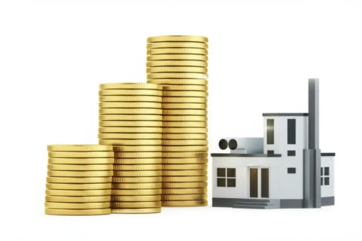 점점-쌓여가는-황금-동전과-현대적인-공장-건물,-이재용-회장-재산-증대와-삼성-계열사의-성장을-표현한-귀여운-3D-이미지