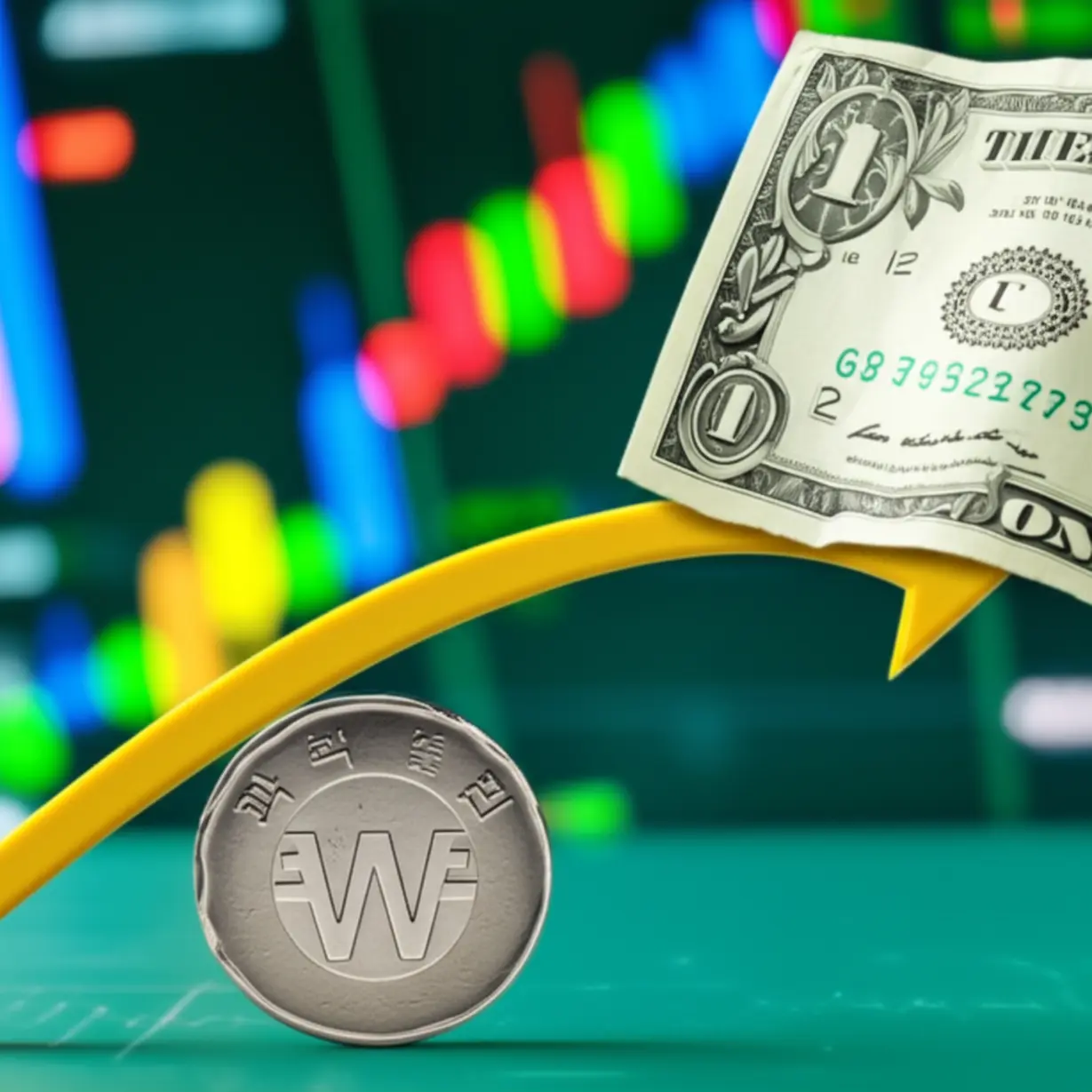 원달러-환율-1430원-돌파-상황을-나타내는-귀여운-3D-그래프.-원화-가치-하락과-외환시장-변동성을-보여주는-이미지.