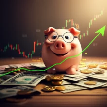 50대-60대-노후-자금-관리의-중요성을-보여주는-귀여운-돼지-저금통이-주식-차트와-동전-위에-앉아있는-모습.-안정적인-노후와-현금흐름-투자를-상징하는-이미지.
