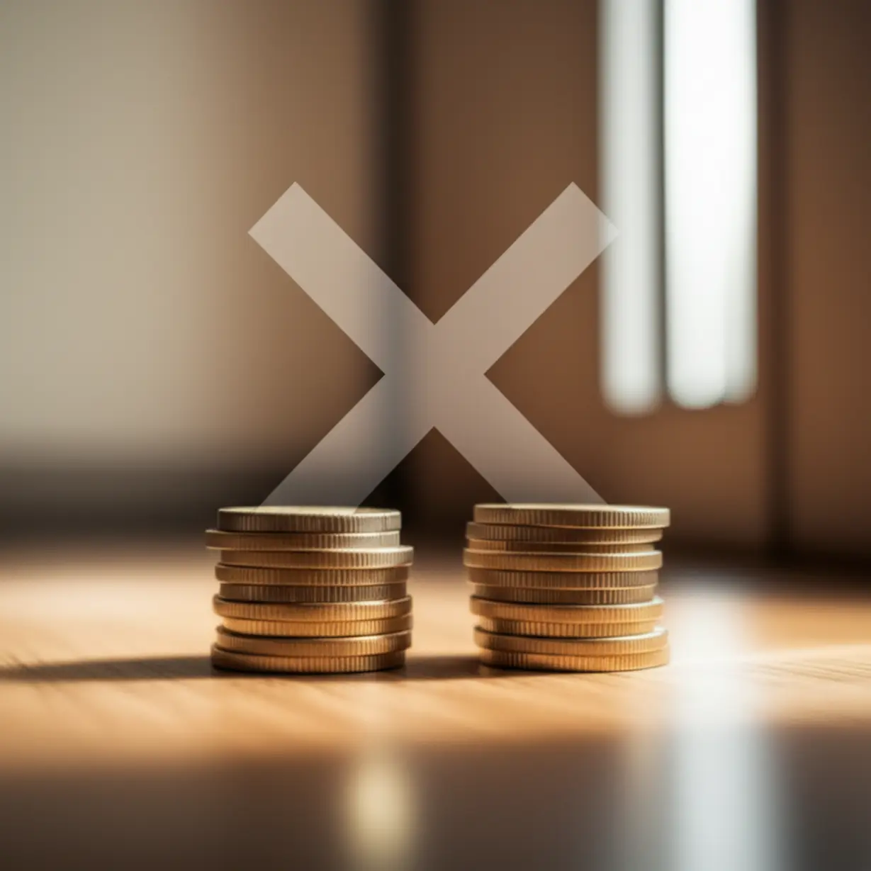 두-달치-월세를-상징하는-동전-더미-위에-엑스-표시가-있는-귀여운-그림입니다.-임차인이-계약갱신청구권을-행사하기-위해-월세를-연체하지-않아야-할-중요한-의무를-강조하며,-안전한-전세-월세-계약-유지를-보여줍니다.