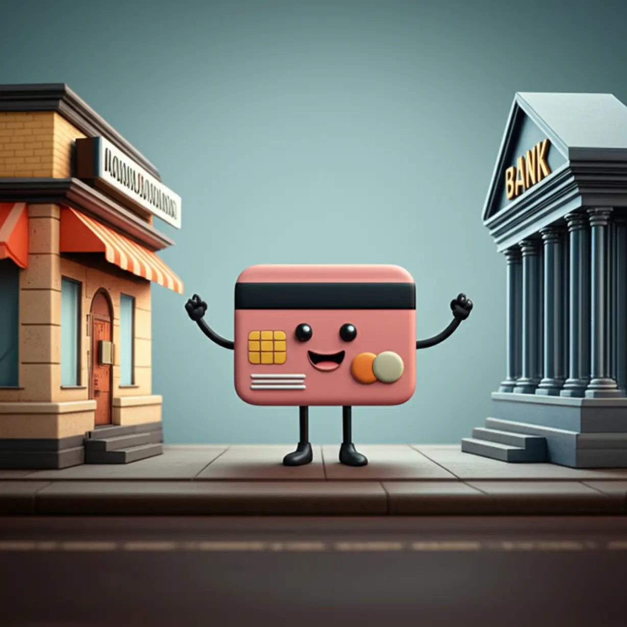 신용보증기금-보증서가-은행과-사업체-사이에-다리-역할을-하여-대출을-돕는-과정을-보여주는-귀엽고-사실적인-3D-이미지.